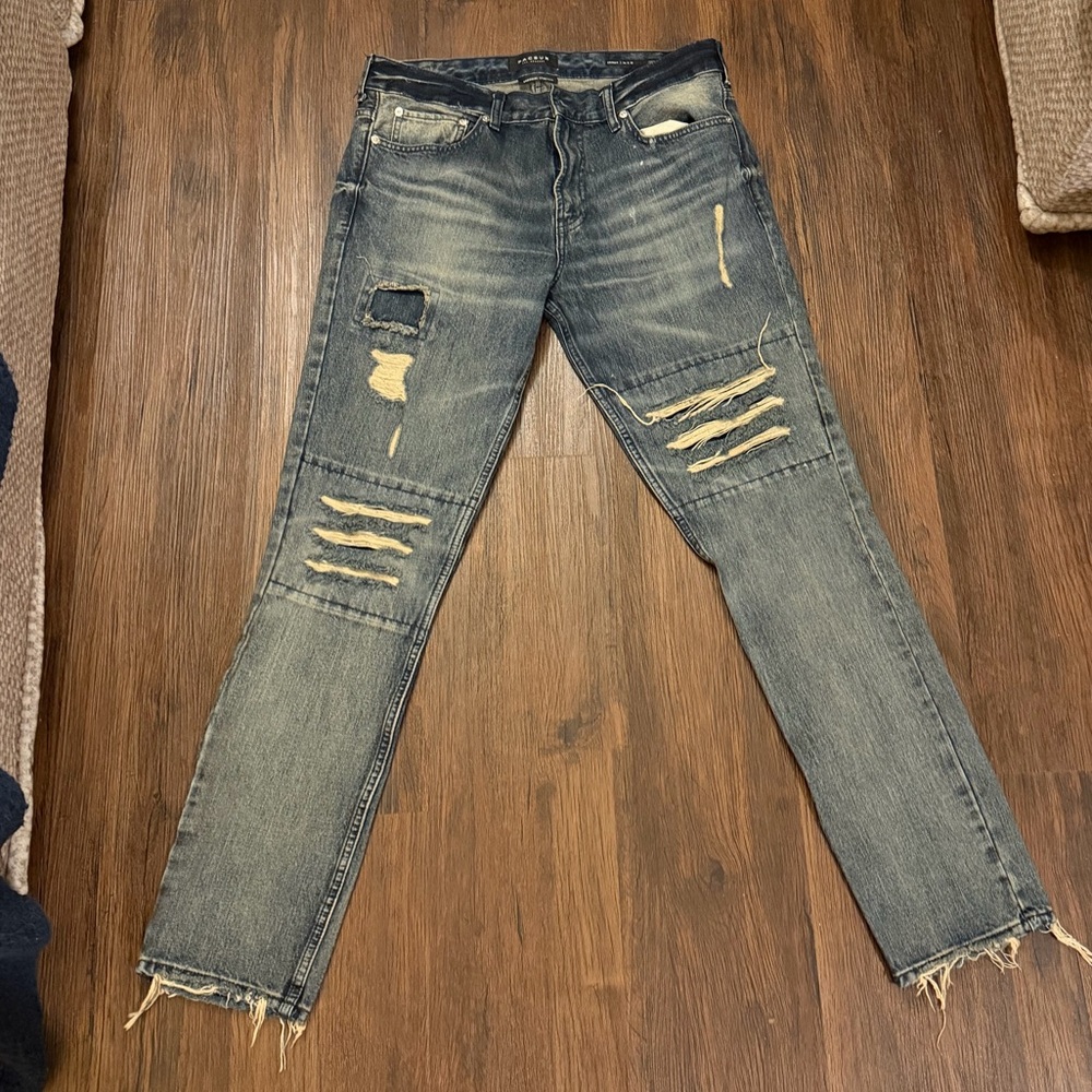 PacSun Men's Ripped Dark Blue Skinny Jeans